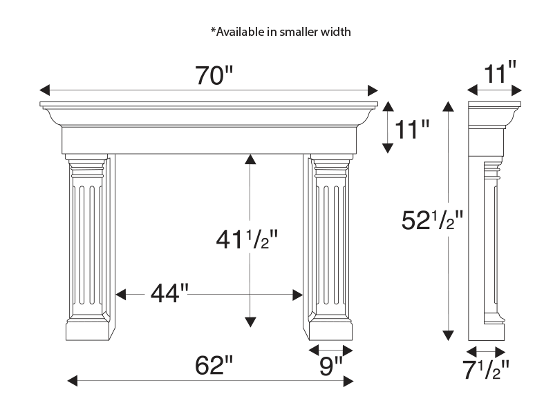 Lausanne Mantel Technical Drawing