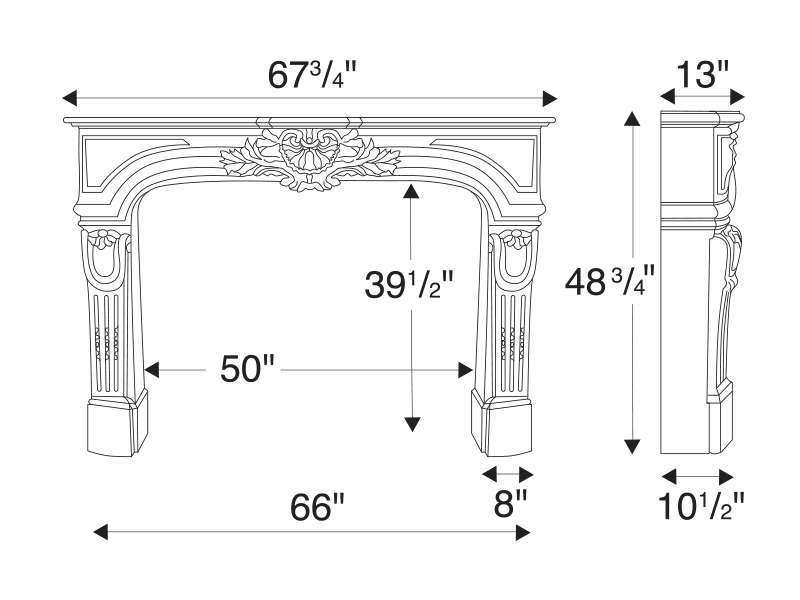 Louis XIV Mantel Technical Drawing