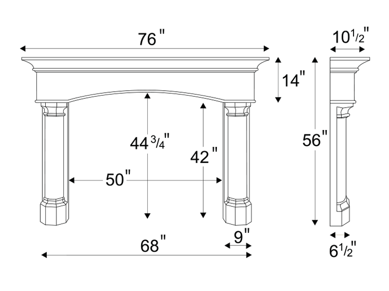 Malaga Mantel Technical Drawing