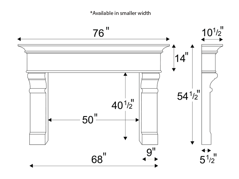 Marbella Mantel Technical Drawing