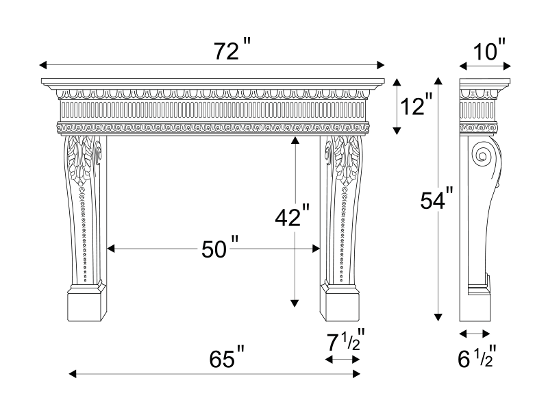 Marseille Mantel Technical Drawing